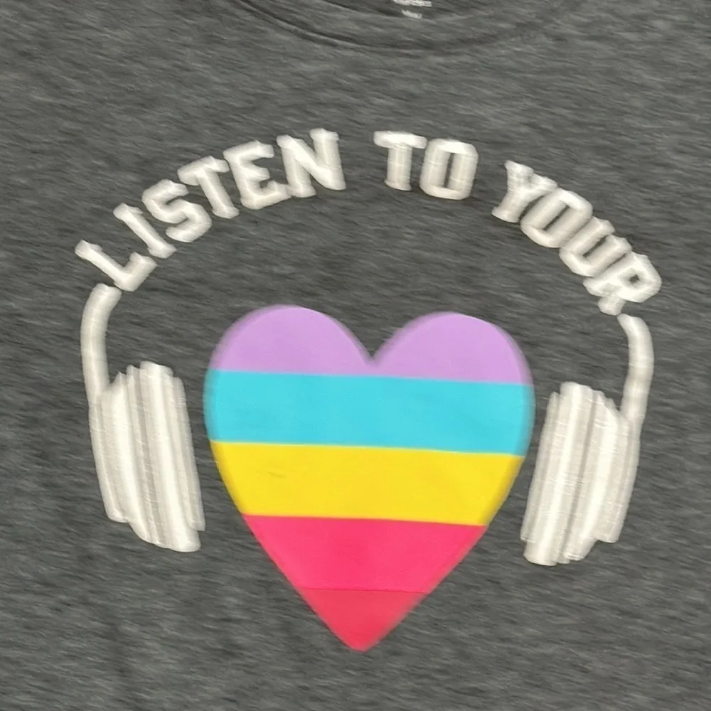 Gap 'Listen To Your Heart' Graphic headphone  Long Sleeve T-Shirt Size M, Gray